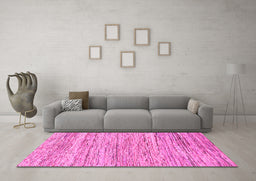 Machine Washable Abstract Pink Modern Rug in a Living Room, wshabs1571pnk