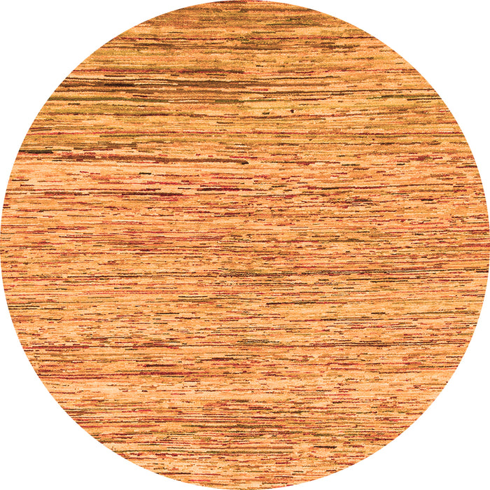 Round Machine Washable Abstract Orange Modern Area Rugs, wshabs1571org