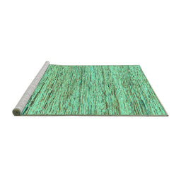 Sideview of Machine Washable Abstract Turquoise Modern Area Rugs, wshabs1571turq