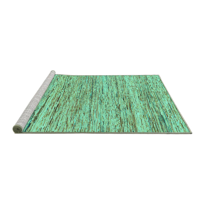 Sideview of Machine Washable Abstract Turquoise Modern Area Rugs, wshabs1571turq