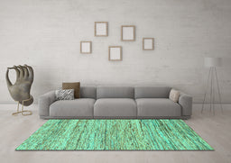 Machine Washable Abstract Turquoise Modern Area Rugs in a Living Room,, wshabs1571turq