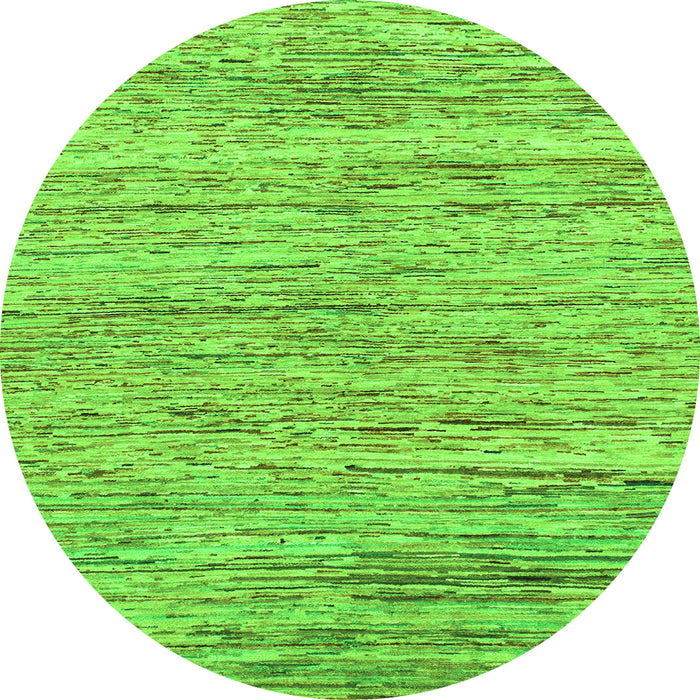Round Machine Washable Abstract Green Modern Area Rugs, wshabs1571grn