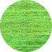 Round Machine Washable Abstract Green Modern Area Rugs, wshabs1571grn