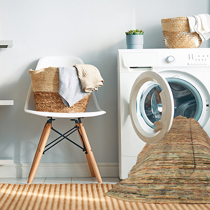 Machine Washable Abstract Chocolate Brown Rug in a Washing Machine, wshabs1571