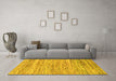 Machine Washable Abstract Yellow Modern Rug in a Living Room, wshabs1571yw