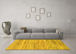 Machine Washable Abstract Yellow Modern Rug in a Living Room, wshabs1571yw