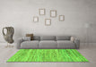 Machine Washable Abstract Green Modern Area Rugs in a Living Room,, wshabs1571grn