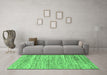 Machine Washable Abstract Emerald Green Modern Area Rugs in a Living Room,, wshabs1571emgrn