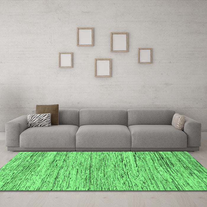 Machine Washable Abstract Emerald Green Modern Area Rugs in a Living Room,, wshabs1571emgrn