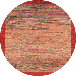 Round Machine Washable Abstract Red Rug, wshabs1572