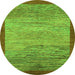 Round Machine Washable Abstract Green Modern Area Rugs, wshabs1572grn