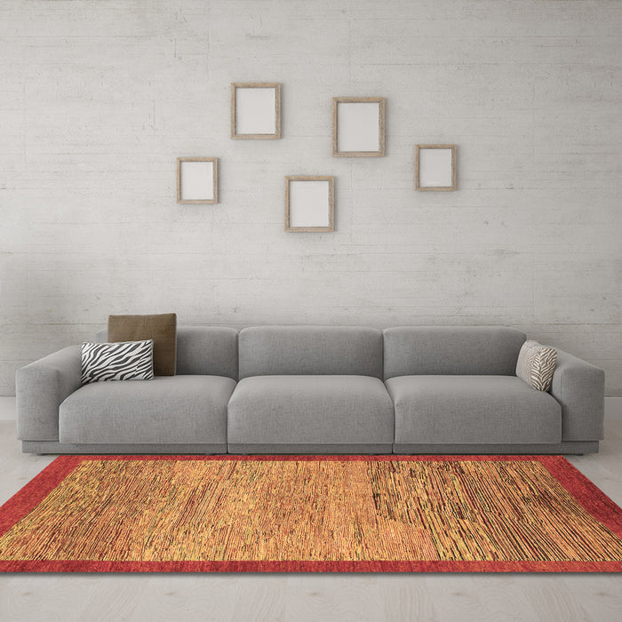 Machine Washable Abstract Brown Modern Rug in a Living Room,, wshabs1572brn