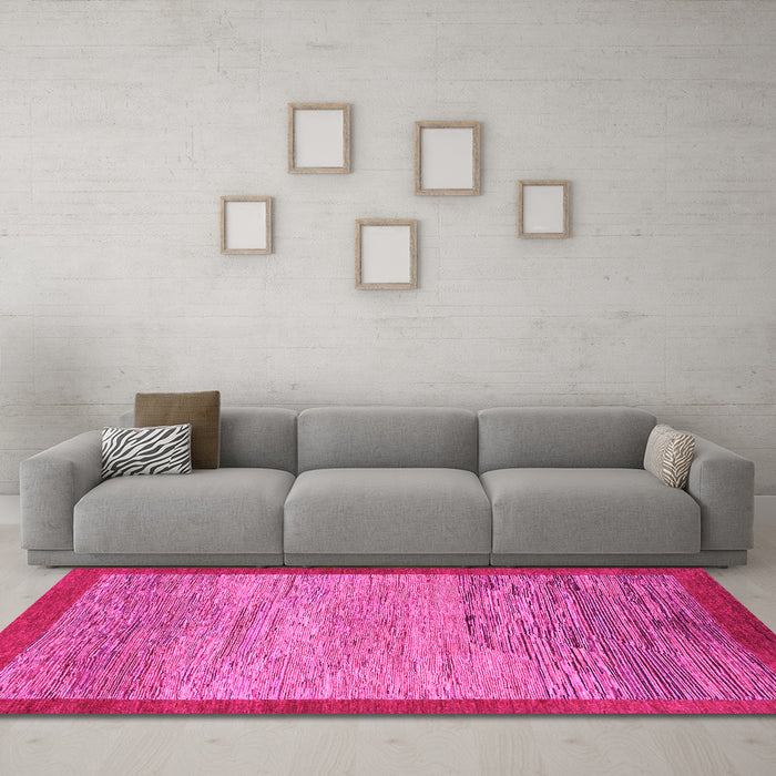 Machine Washable Abstract Pink Modern Rug in a Living Room, wshabs1572pnk