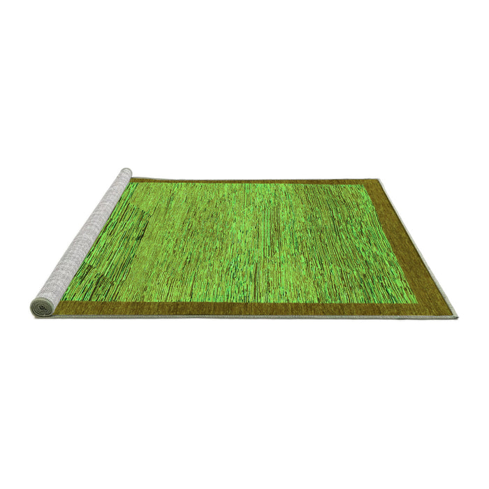 Sideview of Machine Washable Abstract Green Modern Area Rugs, wshabs1572grn