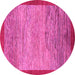 Round Machine Washable Abstract Pink Modern Rug, wshabs1572pnk