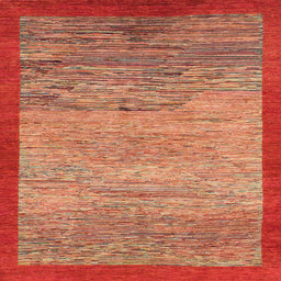 Square Machine Washable Abstract Red Rug, wshabs1572