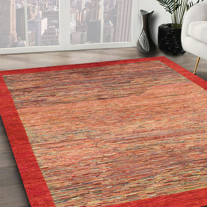 Abstract Red Modern Rug in Family Room, abs1572