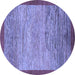 Round Abstract Blue Modern Rug, abs1572blu