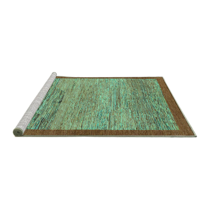 Sideview of Machine Washable Abstract Turquoise Modern Area Rugs, wshabs1572turq