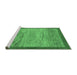 Sideview of Machine Washable Abstract Emerald Green Modern Area Rugs, wshabs1572emgrn