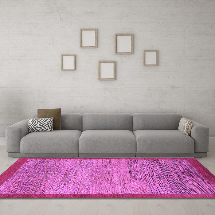 Machine Washable Abstract Purple Modern Area Rugs in a Living Room, wshabs1572pur
