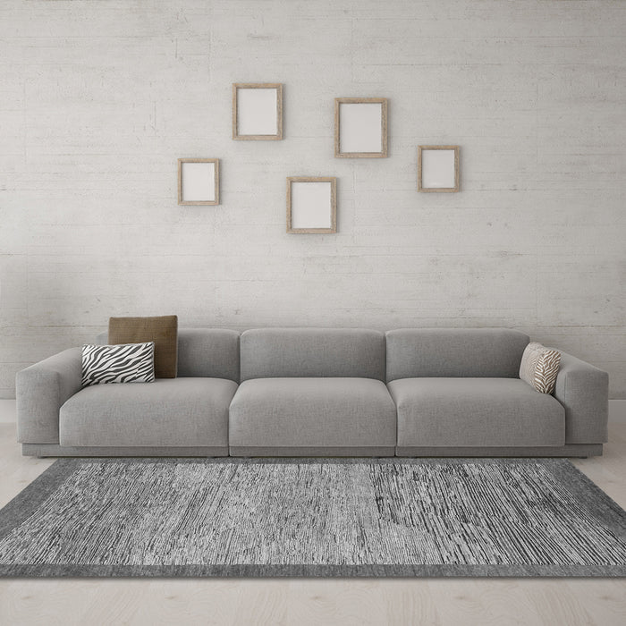 Machine Washable Abstract Gray Modern Rug in a Living Room,, wshabs1572gry