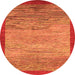 Round Machine Washable Abstract Orange Modern Area Rugs, wshabs1572org