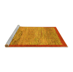 Sideview of Machine Washable Abstract Yellow Modern Rug, wshabs1572yw