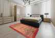 Abstract Red Modern Rug in a Bedroom, abs1572