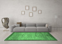 Machine Washable Abstract Emerald Green Modern Rug, wshabs1572emgrn