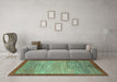 Machine Washable Abstract Turquoise Modern Area Rugs in a Living Room,, wshabs1572turq