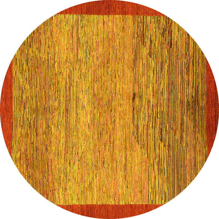 Round Abstract Yellow Modern Rug, abs1572yw