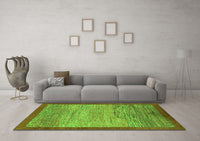 Machine Washable Abstract Green Modern Rug, wshabs1572grn