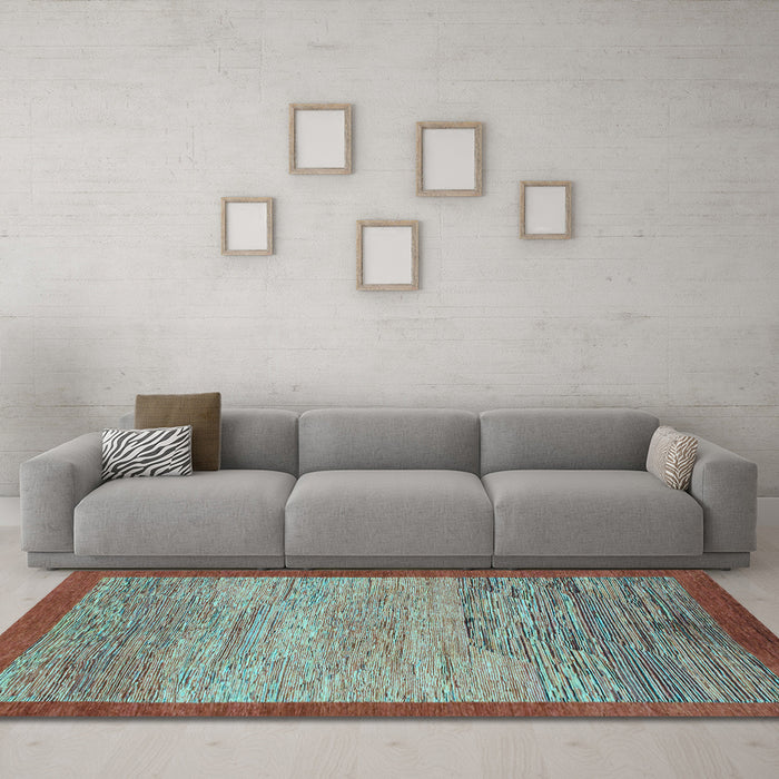 Machine Washable Abstract Light Blue Modern Rug in a Living Room, wshabs1572lblu