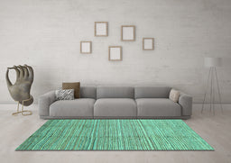 Machine Washable Abstract Turquoise Modern Area Rugs in a Living Room,, wshabs1573turq