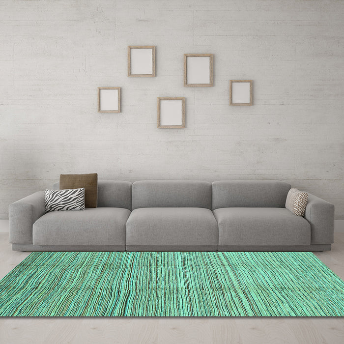 Machine Washable Abstract Turquoise Modern Area Rugs in a Living Room,, wshabs1573turq