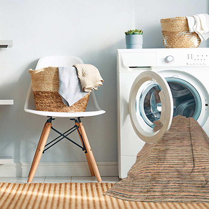 Machine Washable Abstract Yellow Rug in a Washing Machine, wshabs1573