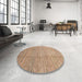 Round Abstract Yellow Modern Rug in a Office, abs1573