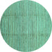 Round Abstract Turquoise Modern Rug, abs1573turq