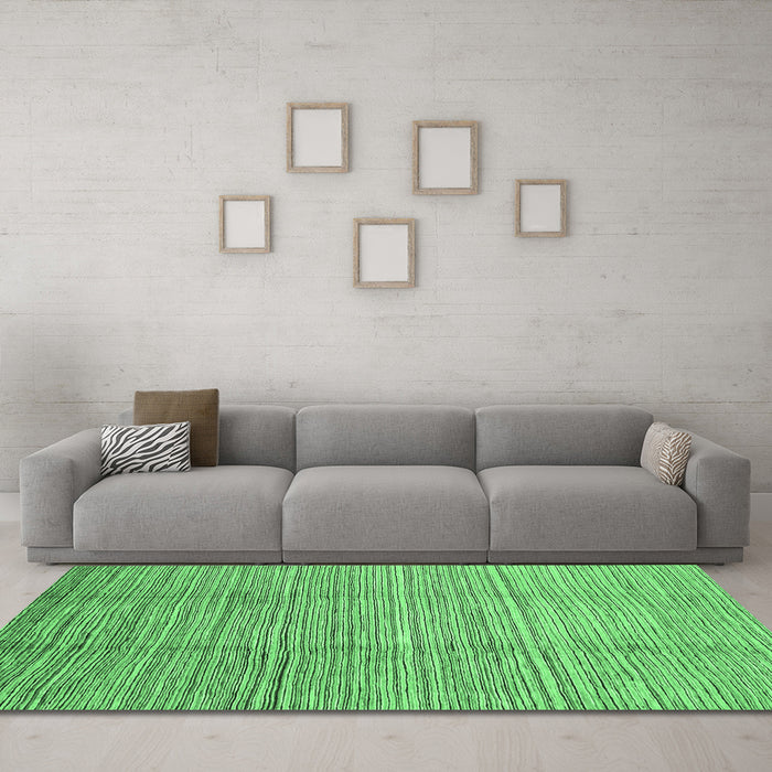 Machine Washable Abstract Emerald Green Modern Area Rugs in a Living Room,, wshabs1573emgrn
