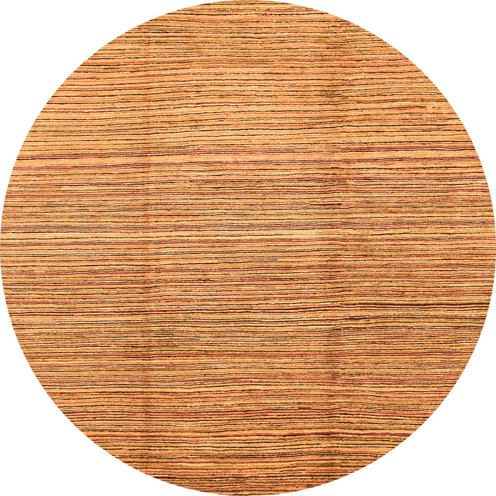 Round Machine Washable Abstract Orange Modern Area Rugs, wshabs1573org