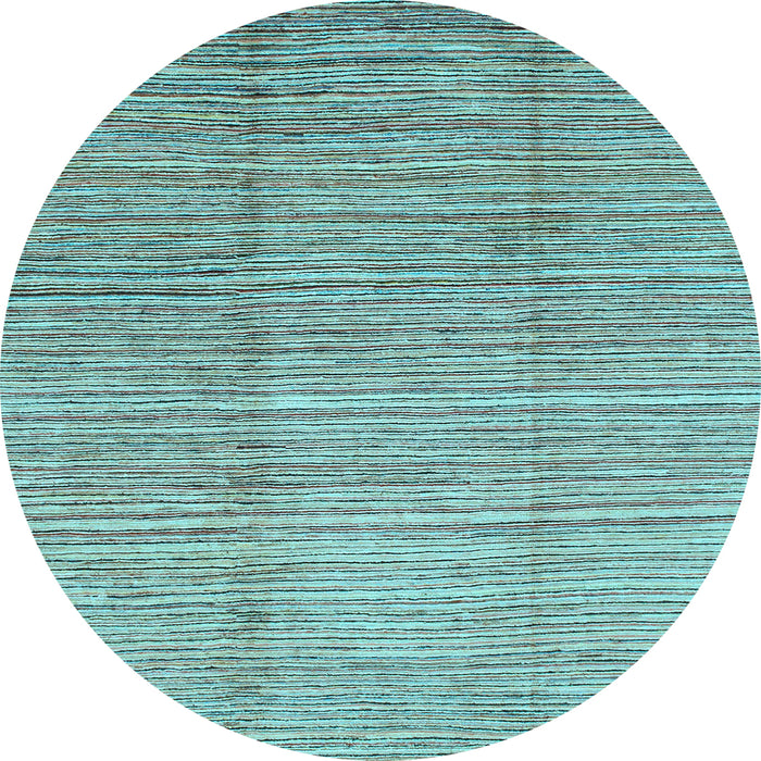 Round Abstract Light Blue Modern Rug, abs1573lblu