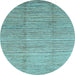 Round Abstract Light Blue Modern Rug, abs1573lblu