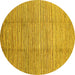 Round Machine Washable Abstract Yellow Modern Rug, wshabs1573yw