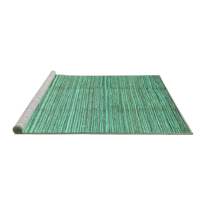 Sideview of Machine Washable Abstract Turquoise Modern Area Rugs, wshabs1573turq