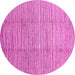 Round Machine Washable Abstract Pink Modern Rug, wshabs1573pnk