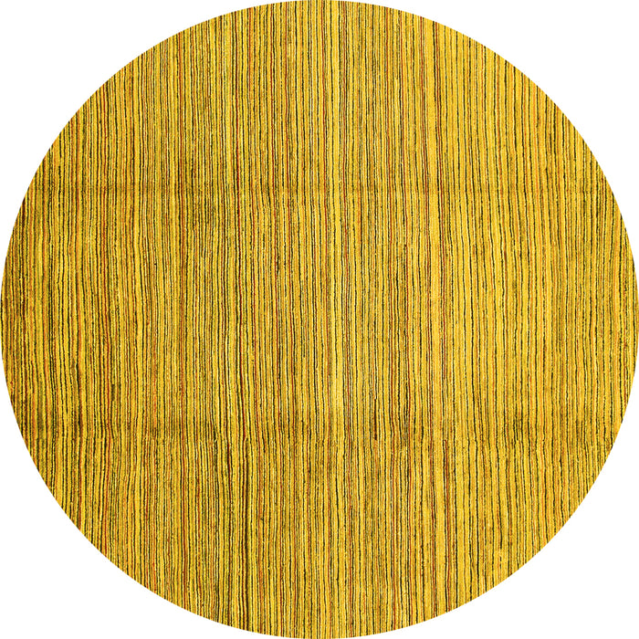 Round Abstract Yellow Modern Rug, abs1573yw