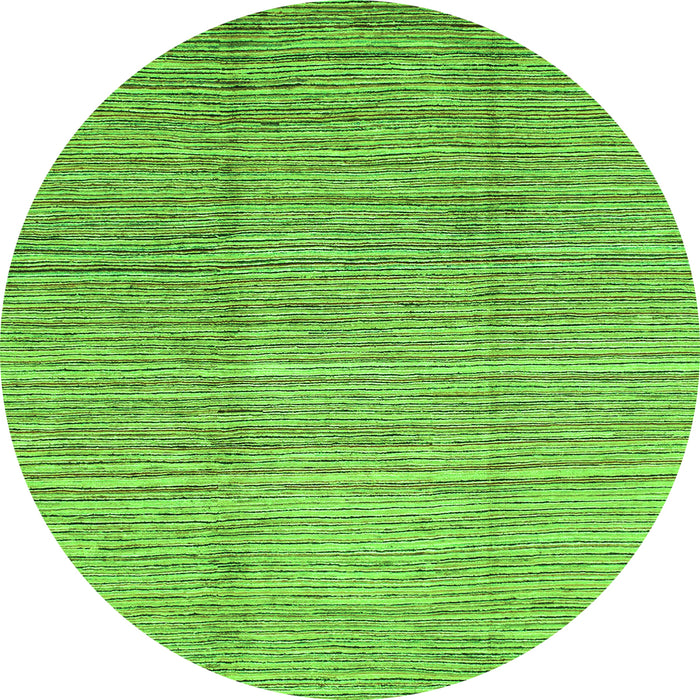Round Machine Washable Abstract Green Modern Area Rugs, wshabs1573grn