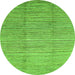 Round Machine Washable Abstract Green Modern Area Rugs, wshabs1573grn