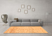 Machine Washable Abstract Orange Modern Area Rugs in a Living Room, wshabs1574org